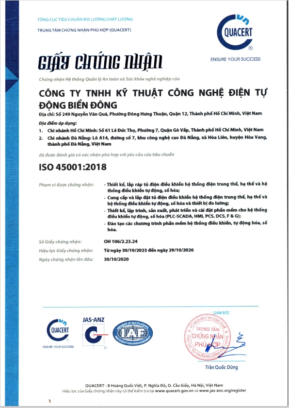 ESTEC ĐẠT CHỨNG NHẬN ISO 45001