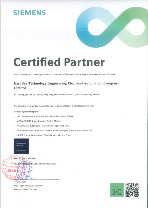 CHỨNG CHỈ ĐỐI TÁC CỦA SIEMENS (FA)-2025